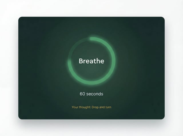 ClarityCaddie Calm Start pre-round breathing ritual showing 60-second countdown